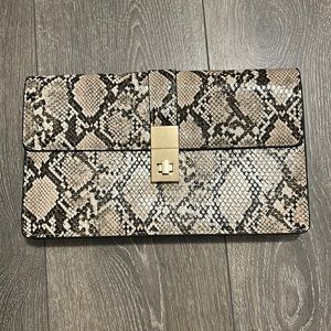 Mango Snakeskin Print Clutch w/ strap